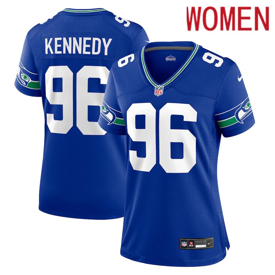 Women Seattle Seahawks 96 Cortez Kennedy Nike Royal Throwback Player Game NFL Jersey